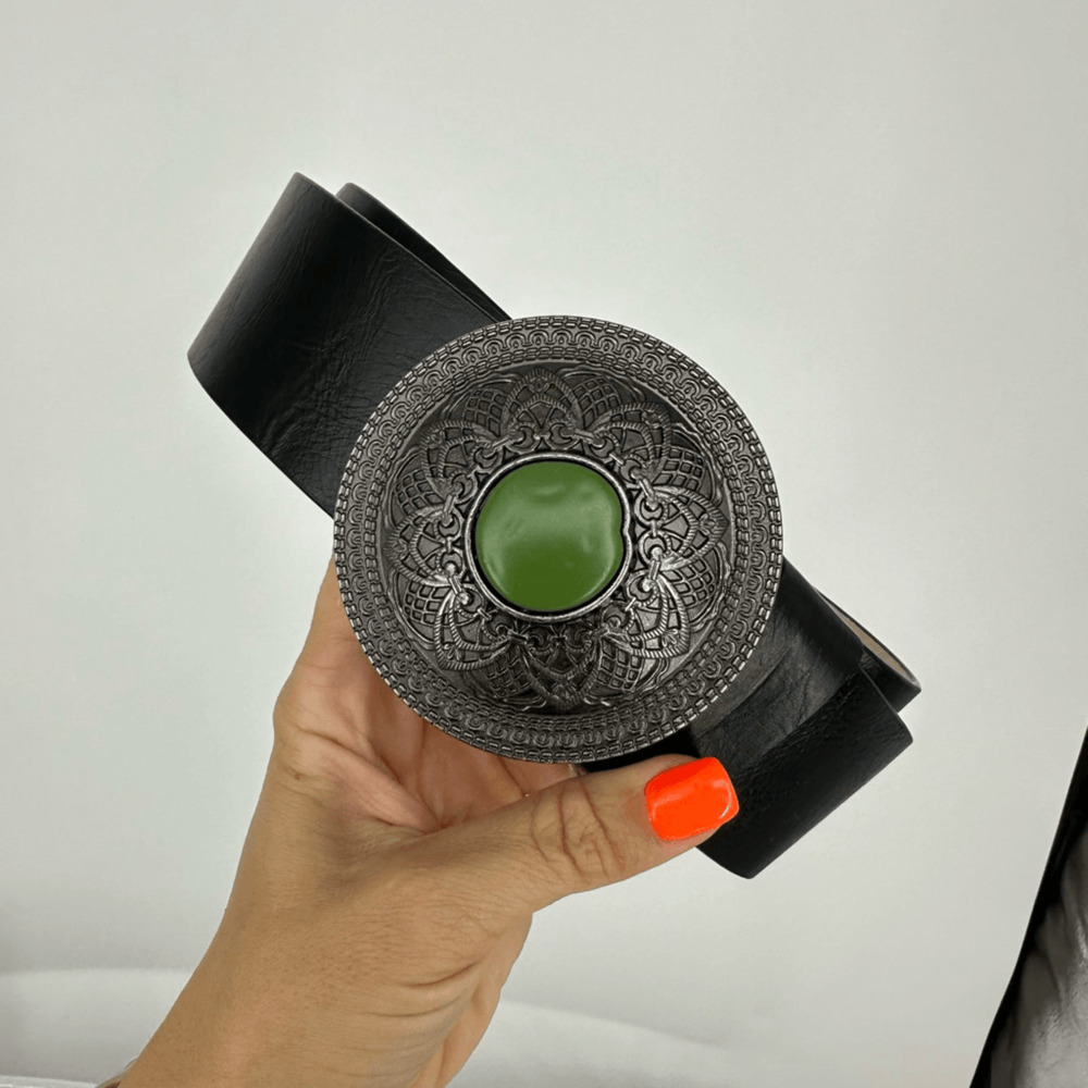 The Vero Women’s Round Buckle Belt Western Engraved Regency